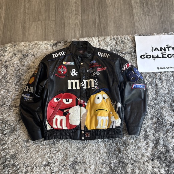 Jh Design Other - Vintage 90's JH Design M&M Black Leather Jacket Elliot Sadler #38 Men's Size XL